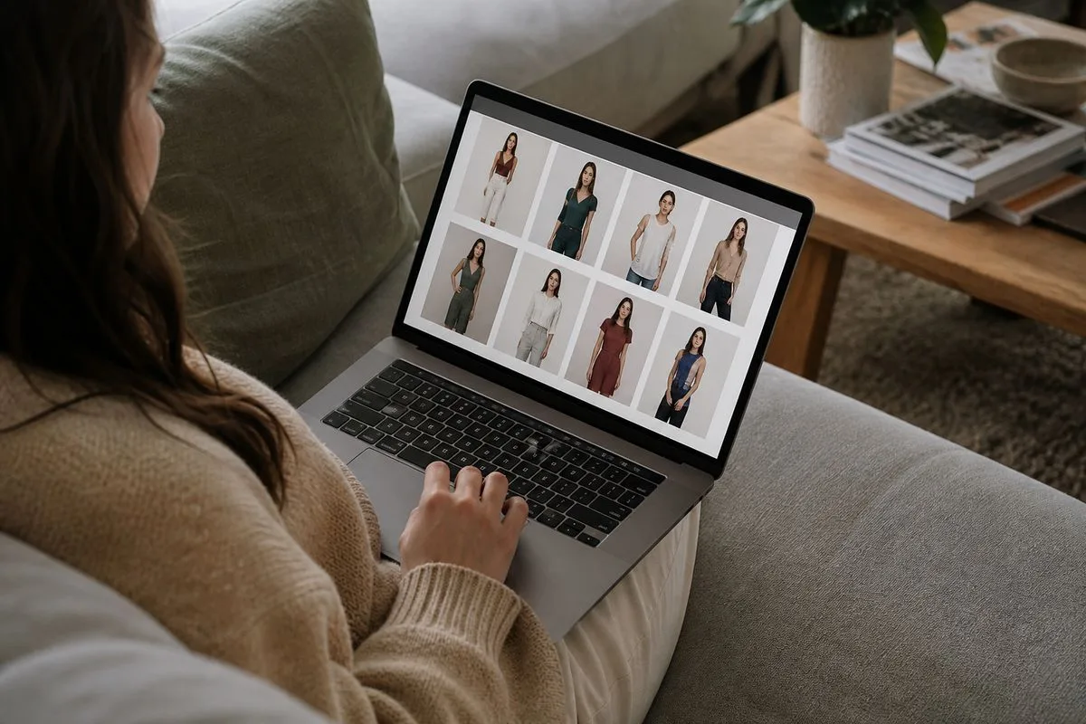 Shoppers browsing products on a bustling ecommerce website.