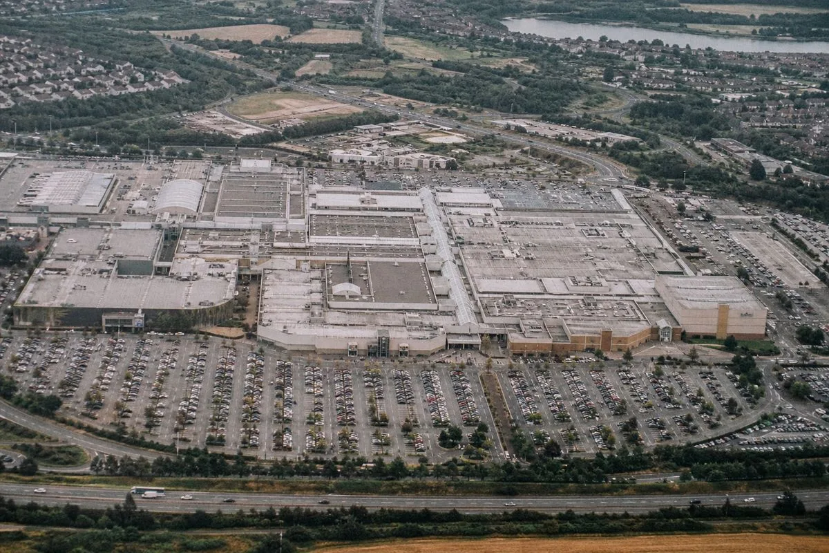 Aerial view of Metrocentre shopping mall in Newcastle