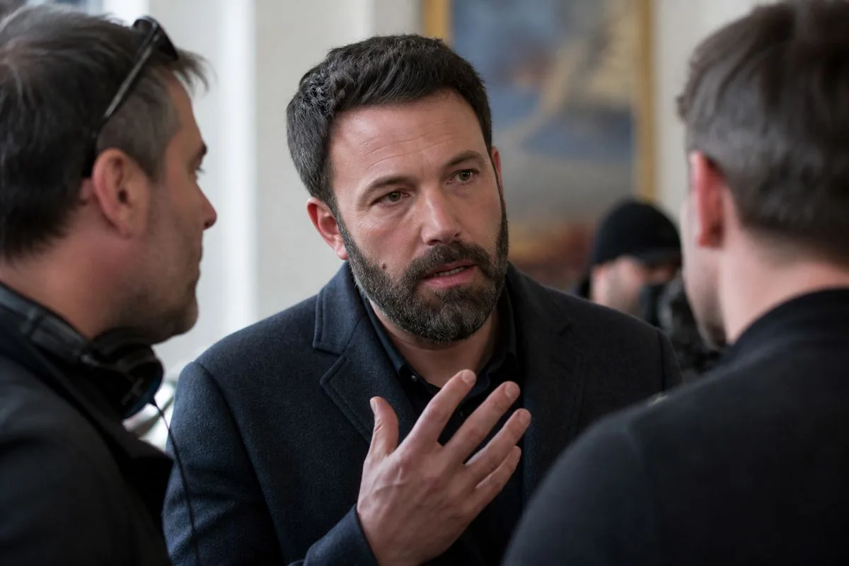 Ben Affleck on a film set discussing AI technology.