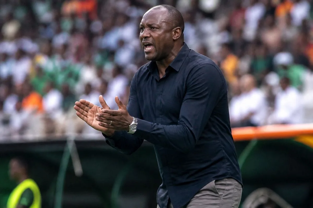 Patrick Vieira coaching passionately on the Senegal sidelines.