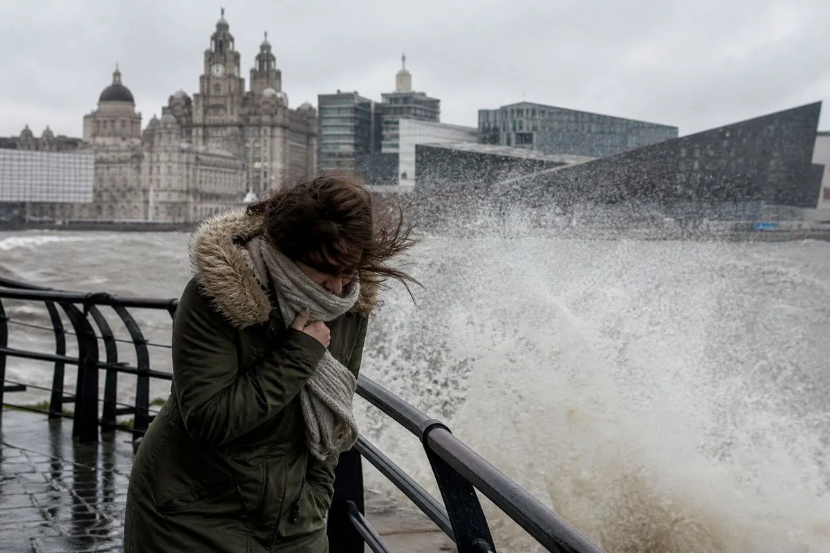 Strong winds batter Liverpool waterfront during storm warnings