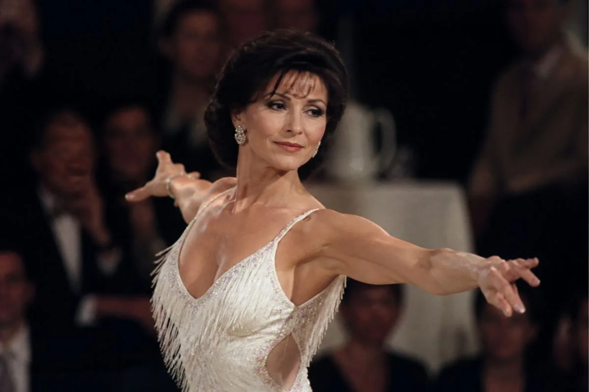 Shirley Ballas gracefully dancing in a ballroom competition