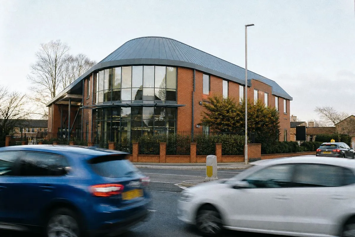 Parkins office building on a busy Wickersley street