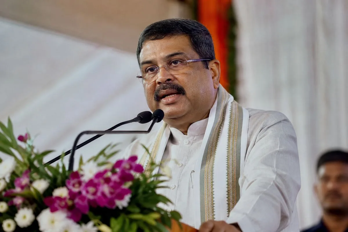 Dharmendra Pradhan speaking at an education conference in Odisha
