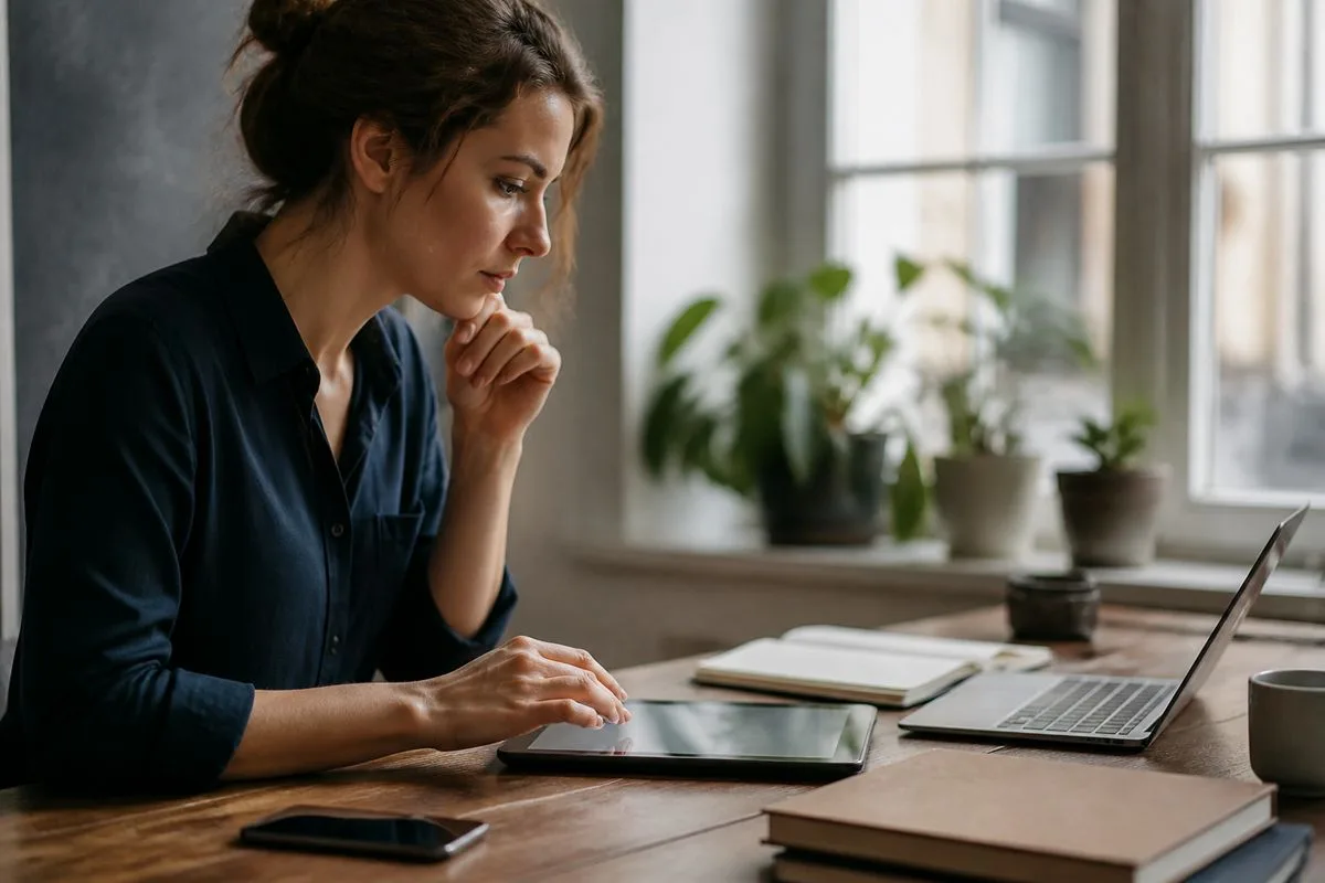 A professional organizing tasks on multiple digital devices