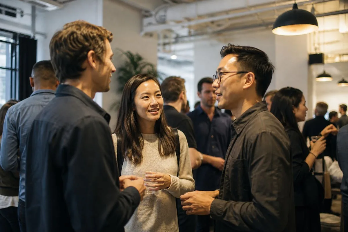Entrepreneurs networking at a San Francisco startup event