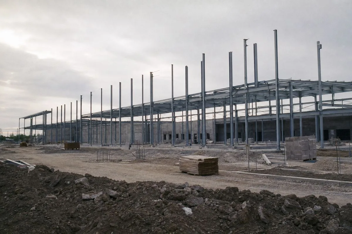 A retail park under construction in Rotherham