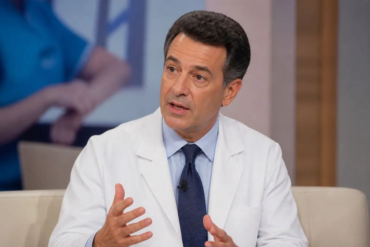 A doctor speaking during a televised health interview