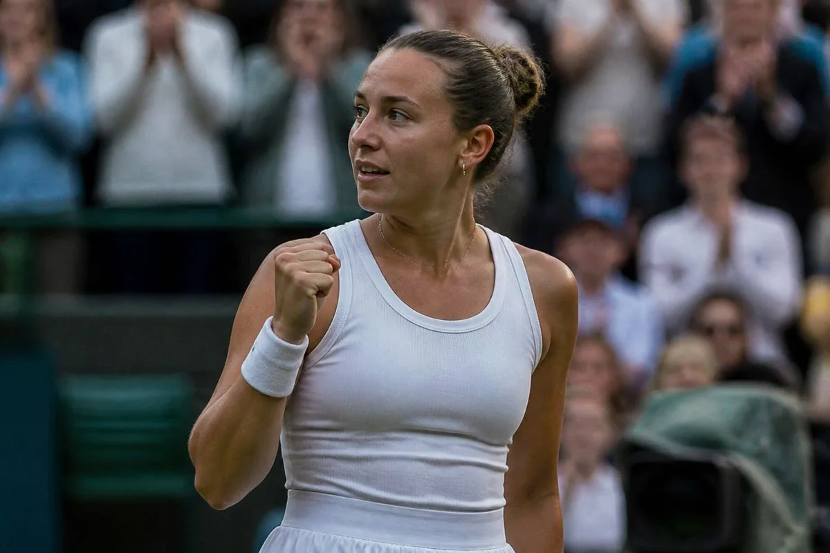 Pohankova celebrating a tense tiebreak victory on court