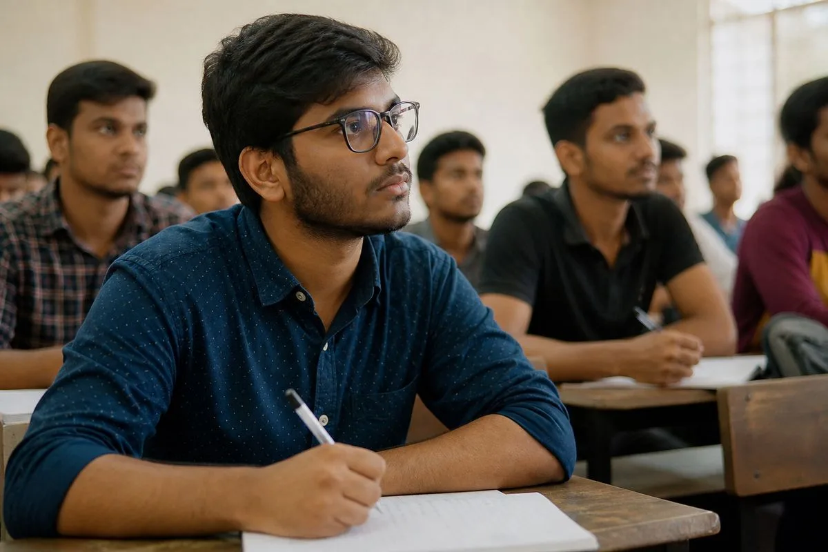 Students attentively taking notes in a coaching classroom