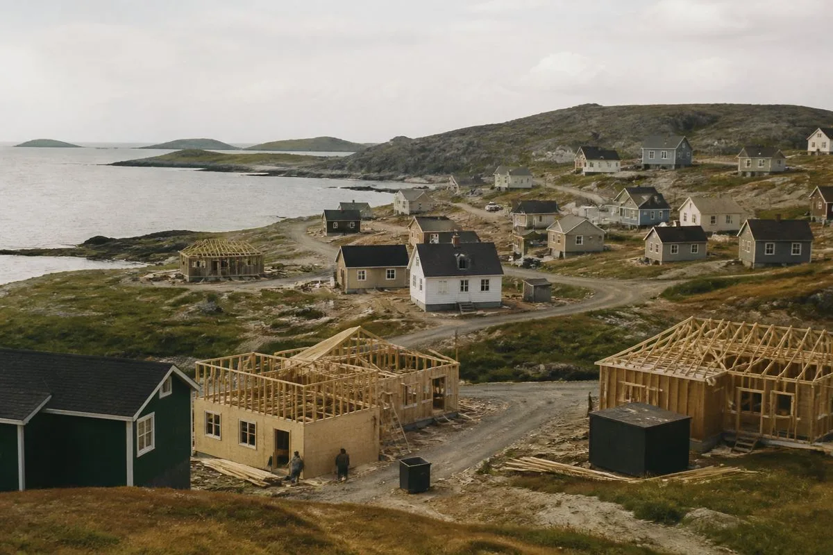 A small fishing village with new houses under construction
