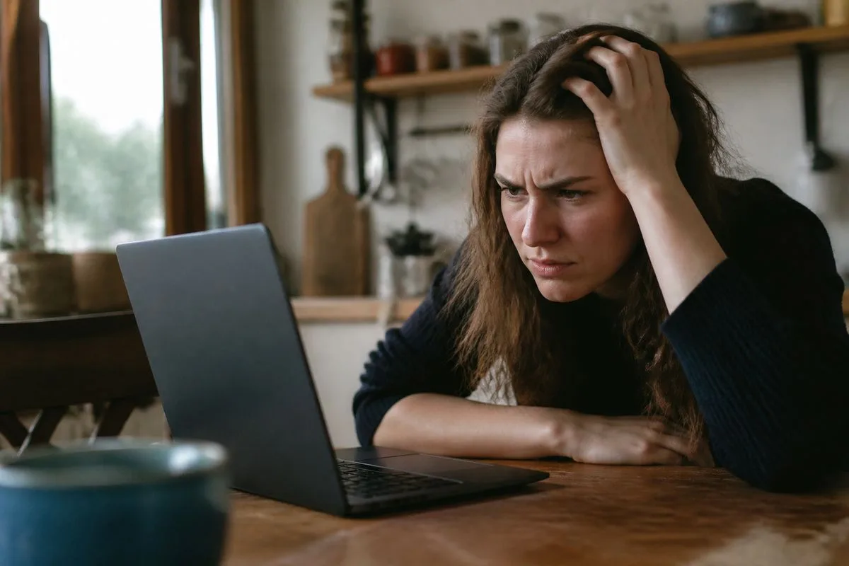 A frustrated user refreshing a slow-loading laptop webpage