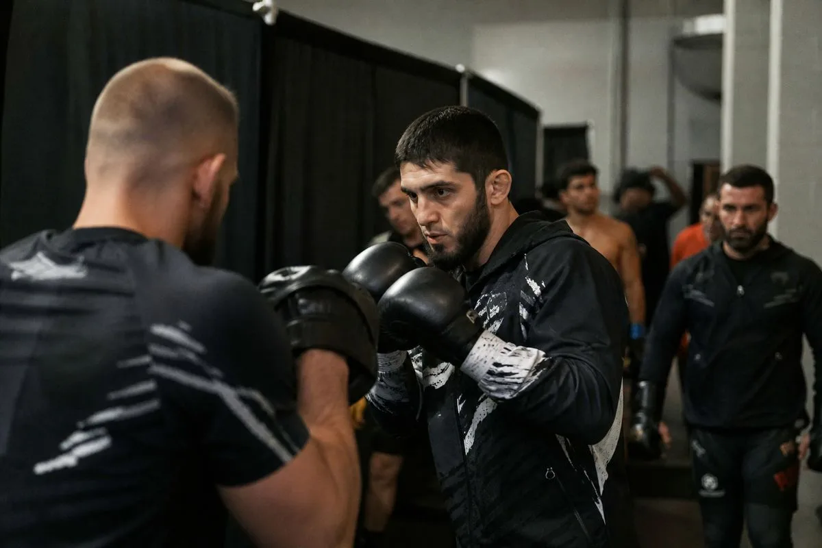 Fighters warming up backstage before UFC Freedom 250 event