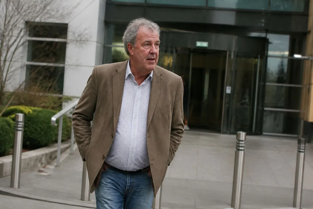 Jeremy Clarkson arriving at a hospital for a medical check-up