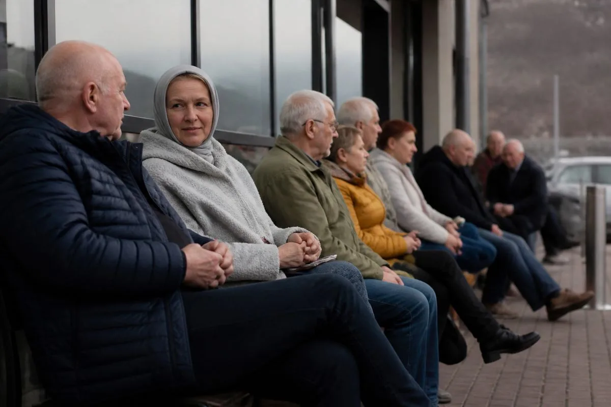 Patients waiting outside a cancer treatment center in Belfast