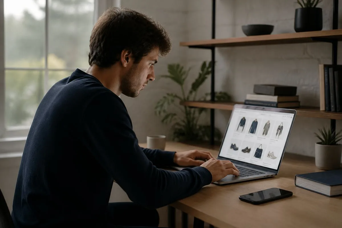 A developer testing AI-powered e-commerce interface on laptop