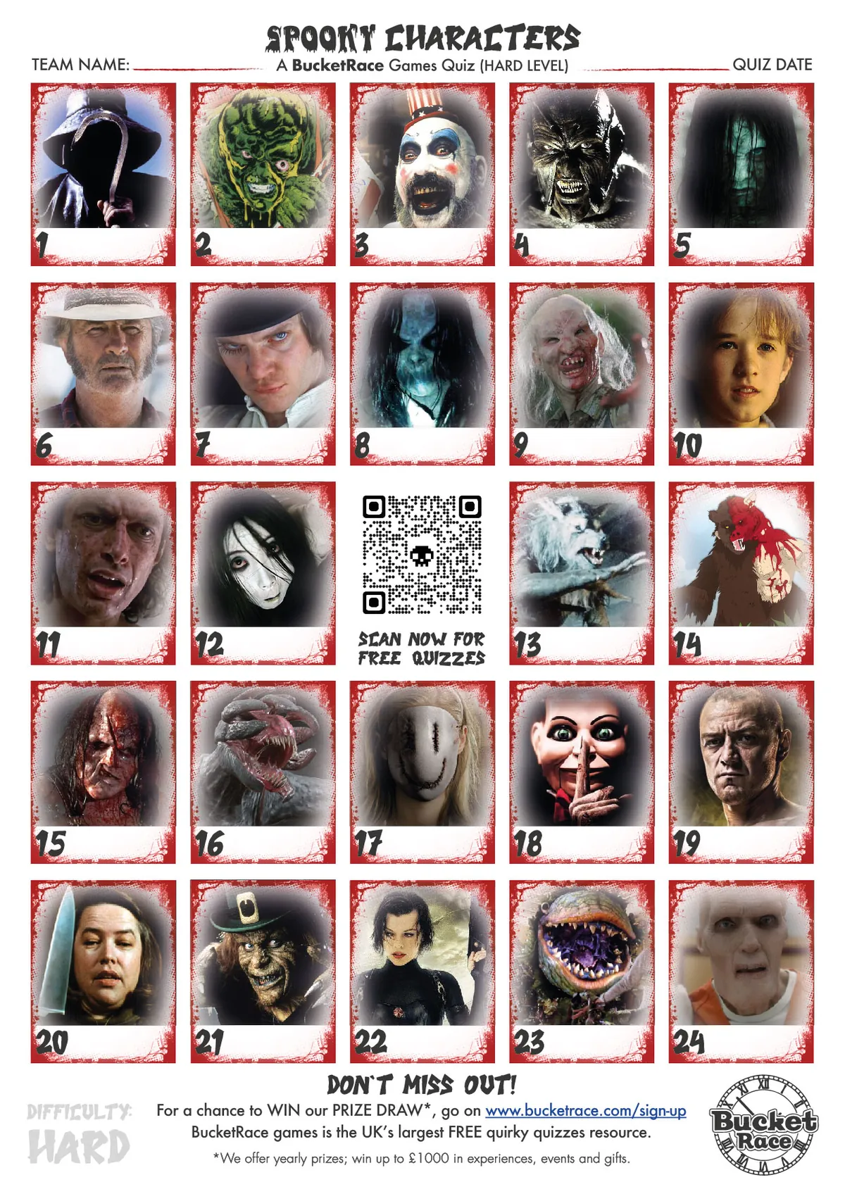 Printable Halloween Picture Quiz Download (Hard)
