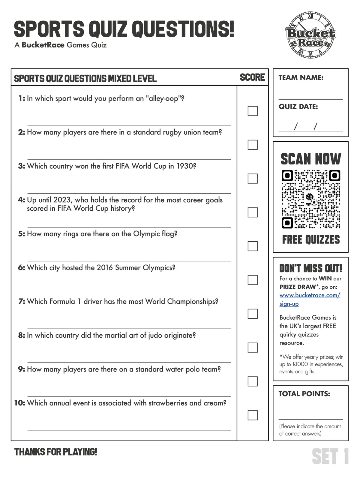 Sports Quiz Questions and Answers