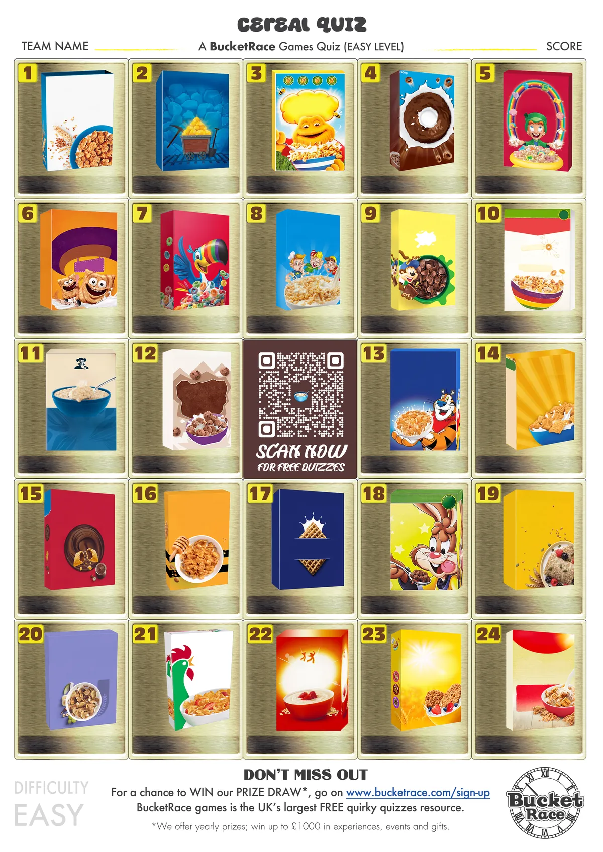 Printable Cereal Quiz Downloads