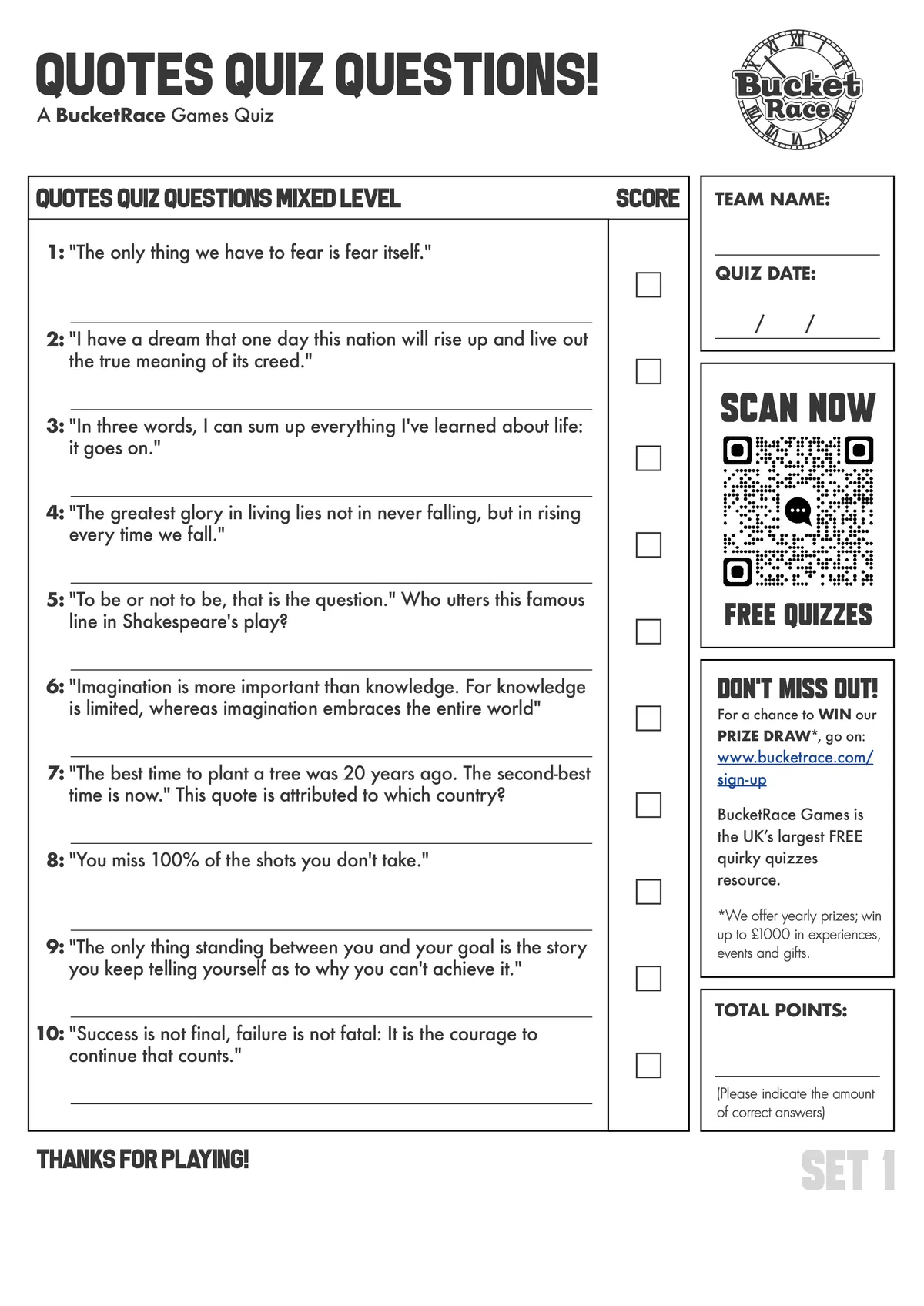 Quotes Quiz Questions and Answers