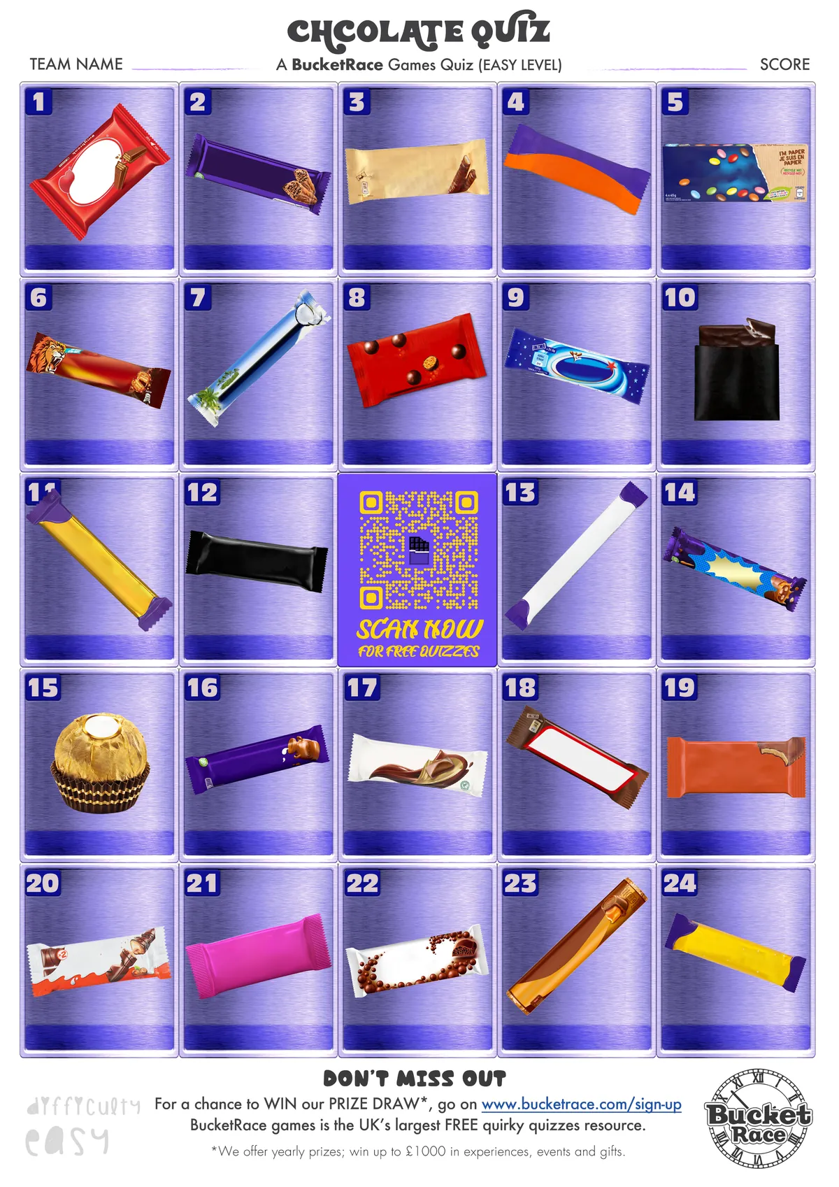 Printable Chocolate Quiz Download (Easy Level)