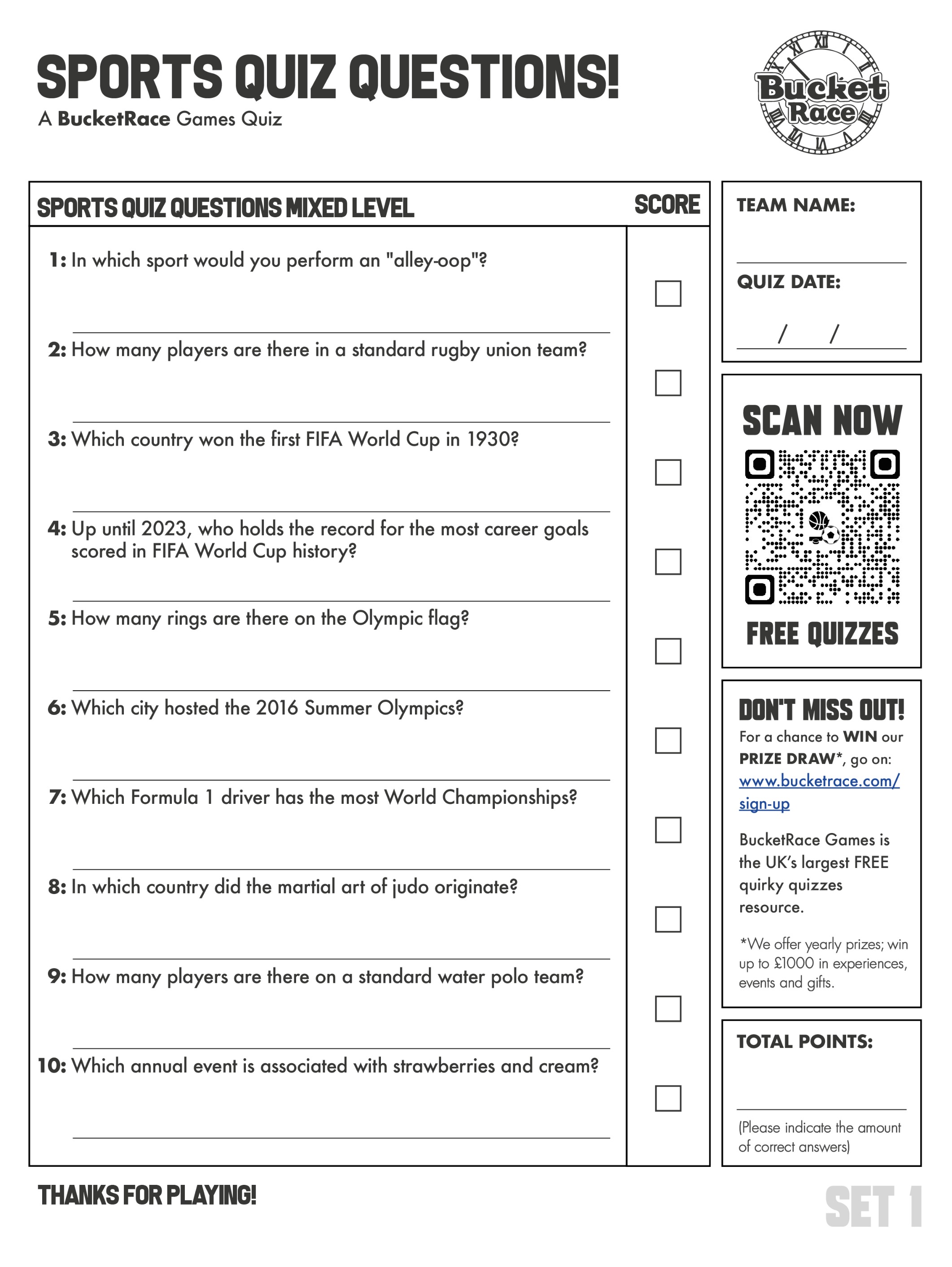 Sport Quiz Questions