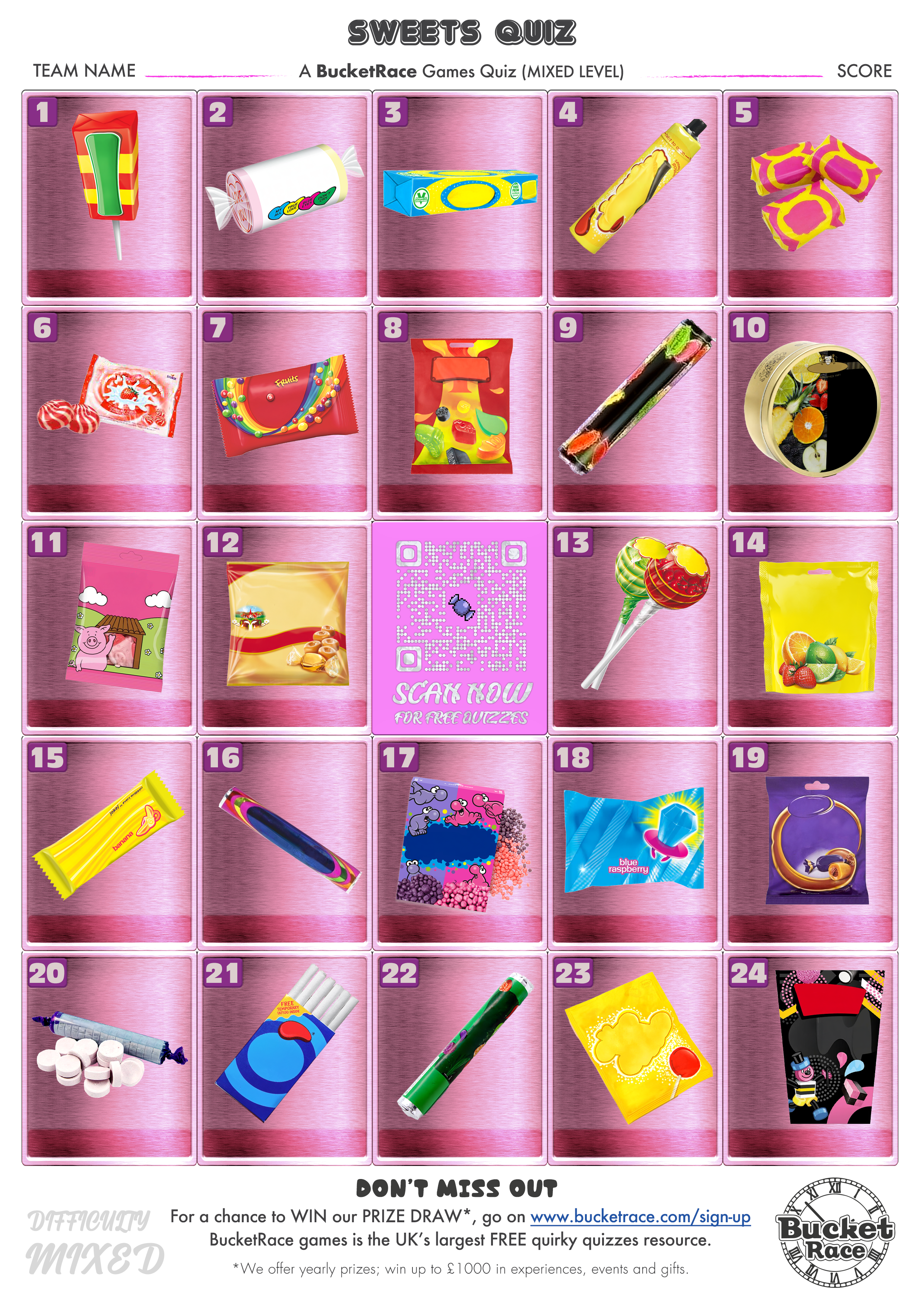 Mixed Level Sweet Quiz