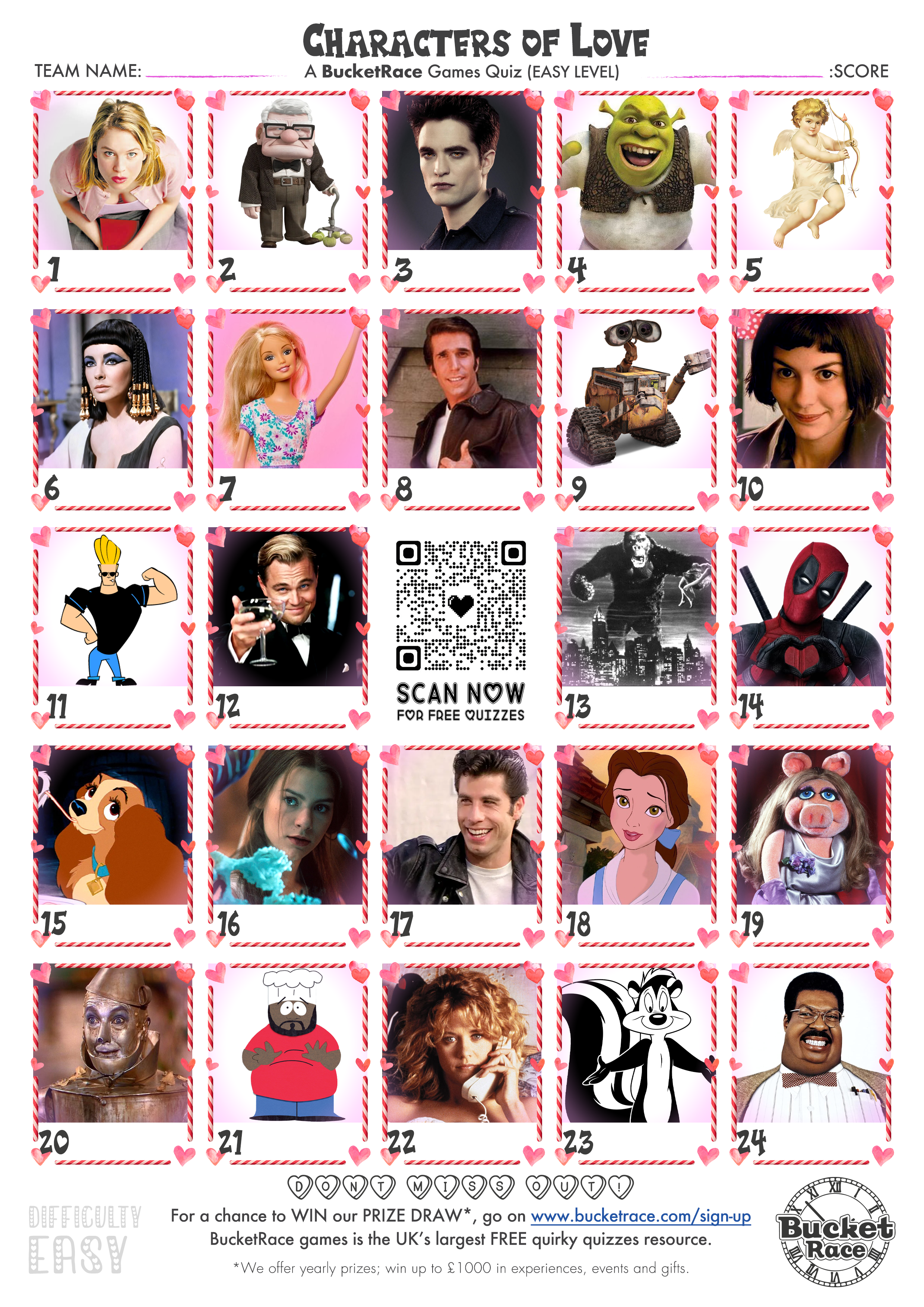 Printable Valentine's Quiz Easy Level