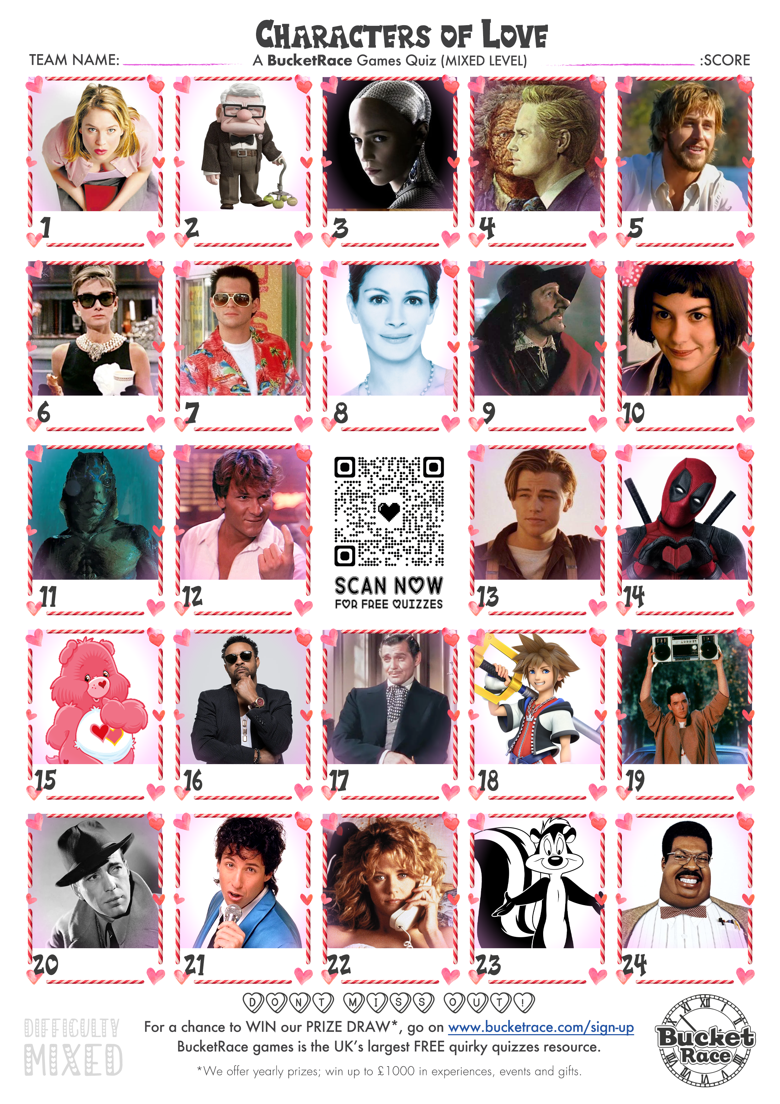 Printable Valentine's Quiz Mixed Level
