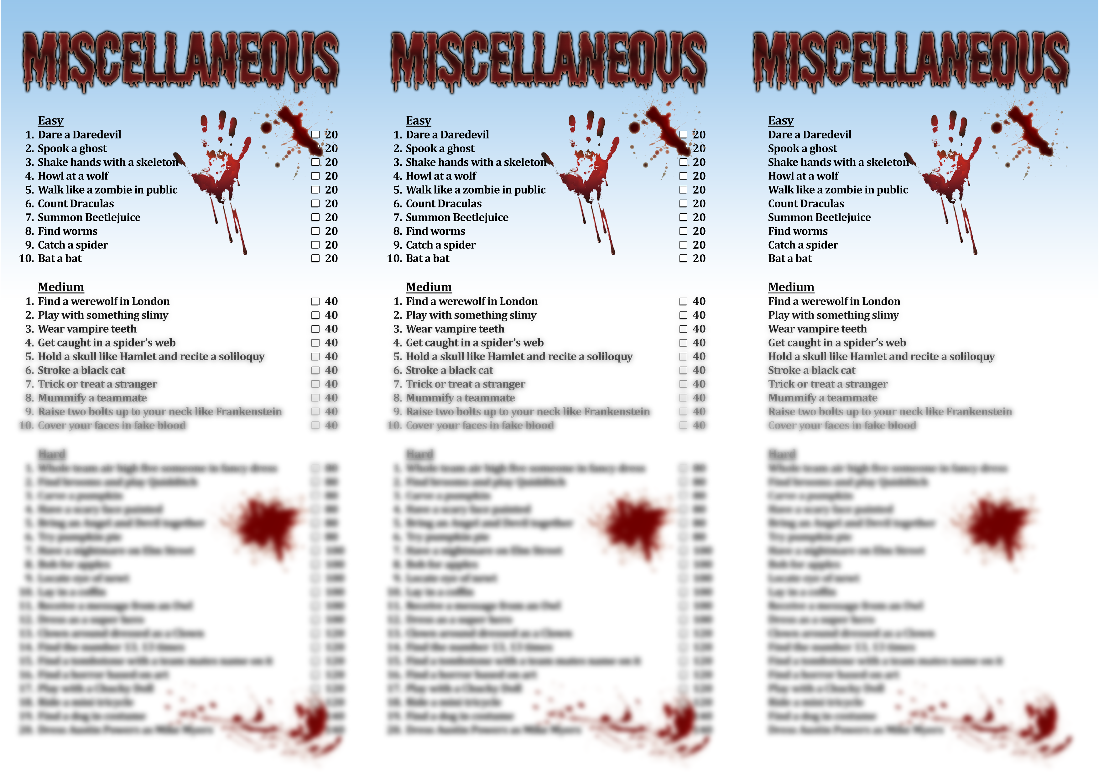 Printable Halloween Scavenger Hunt