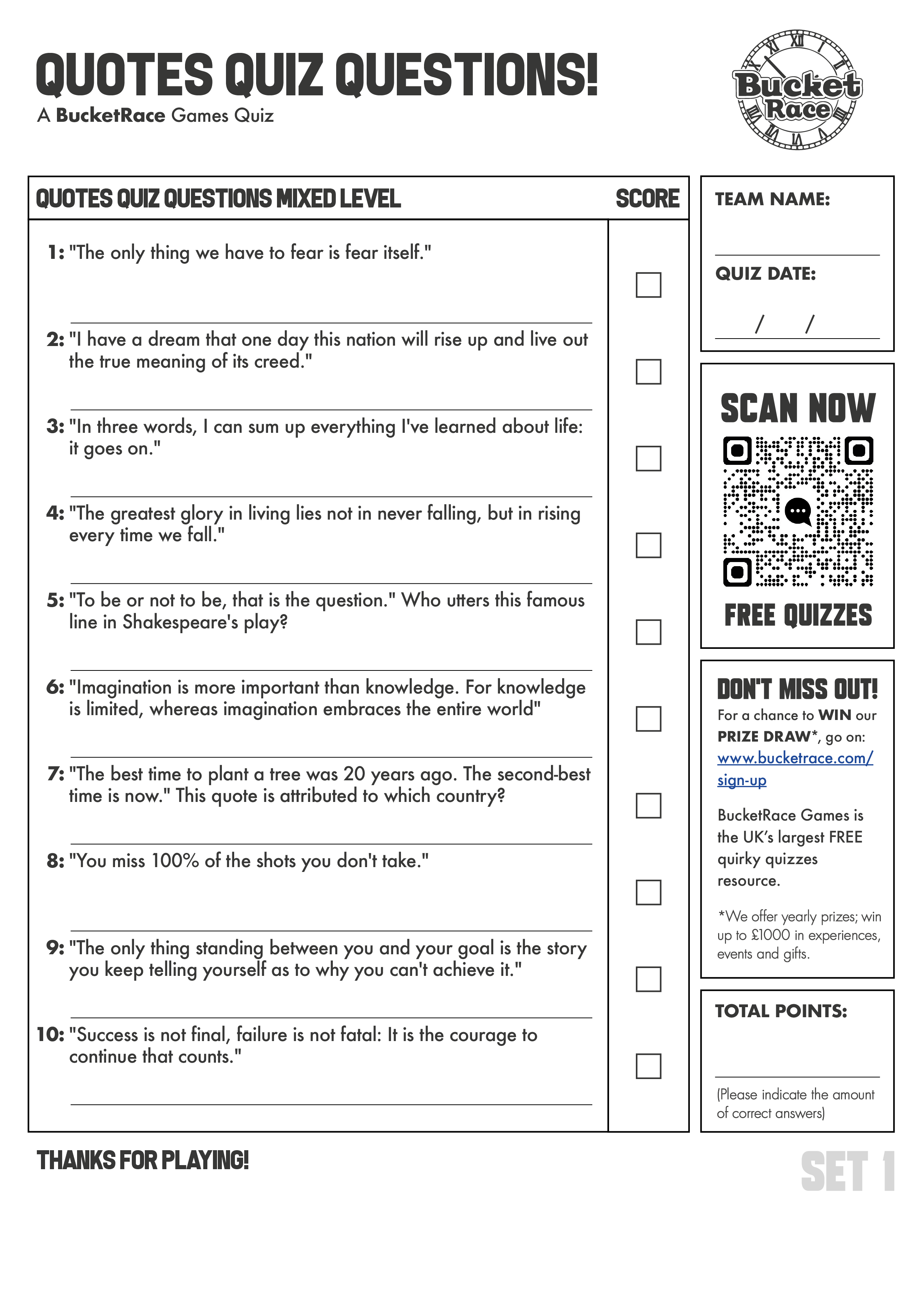 Quotes Quiz Questions