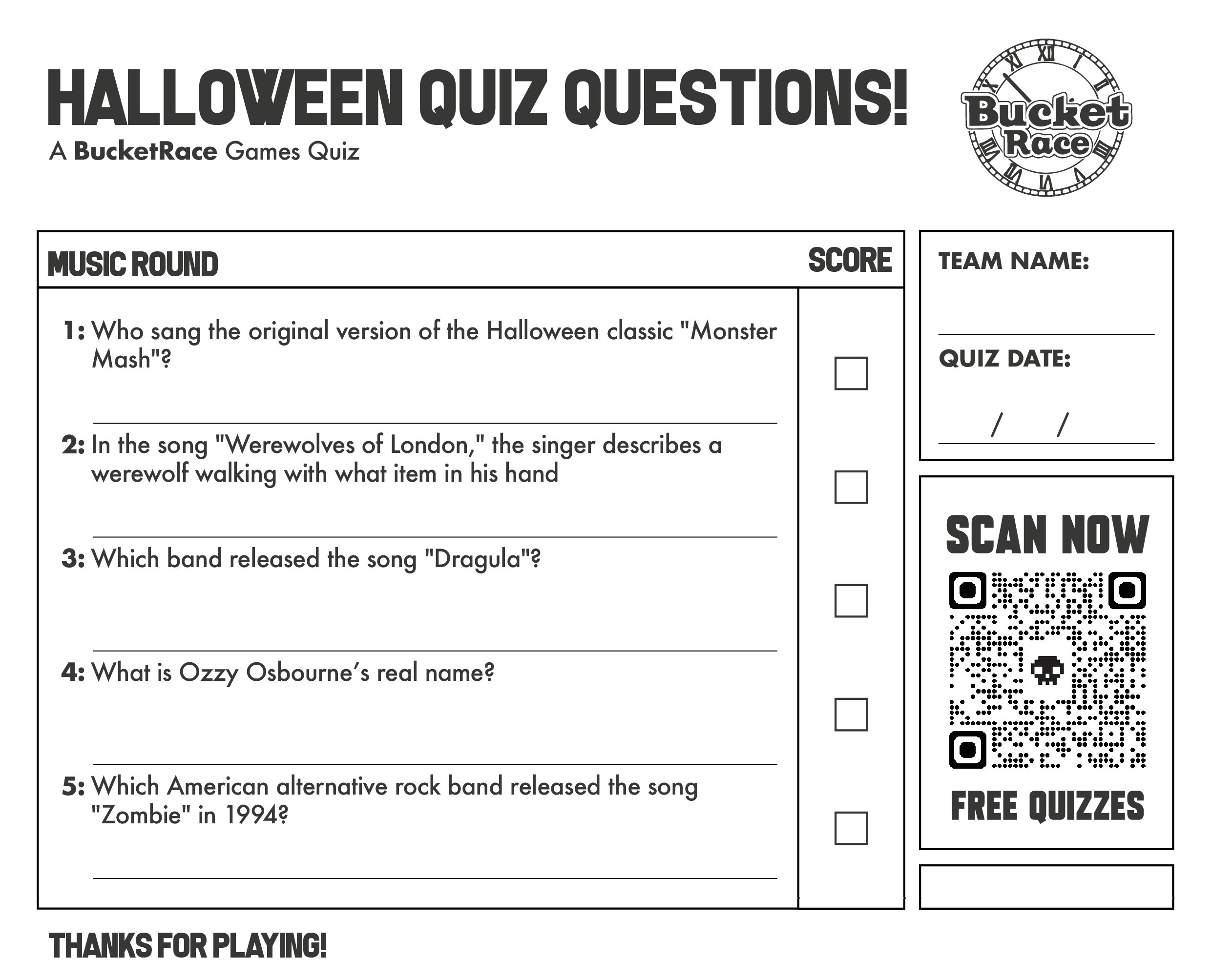 Halloween Music Quiz