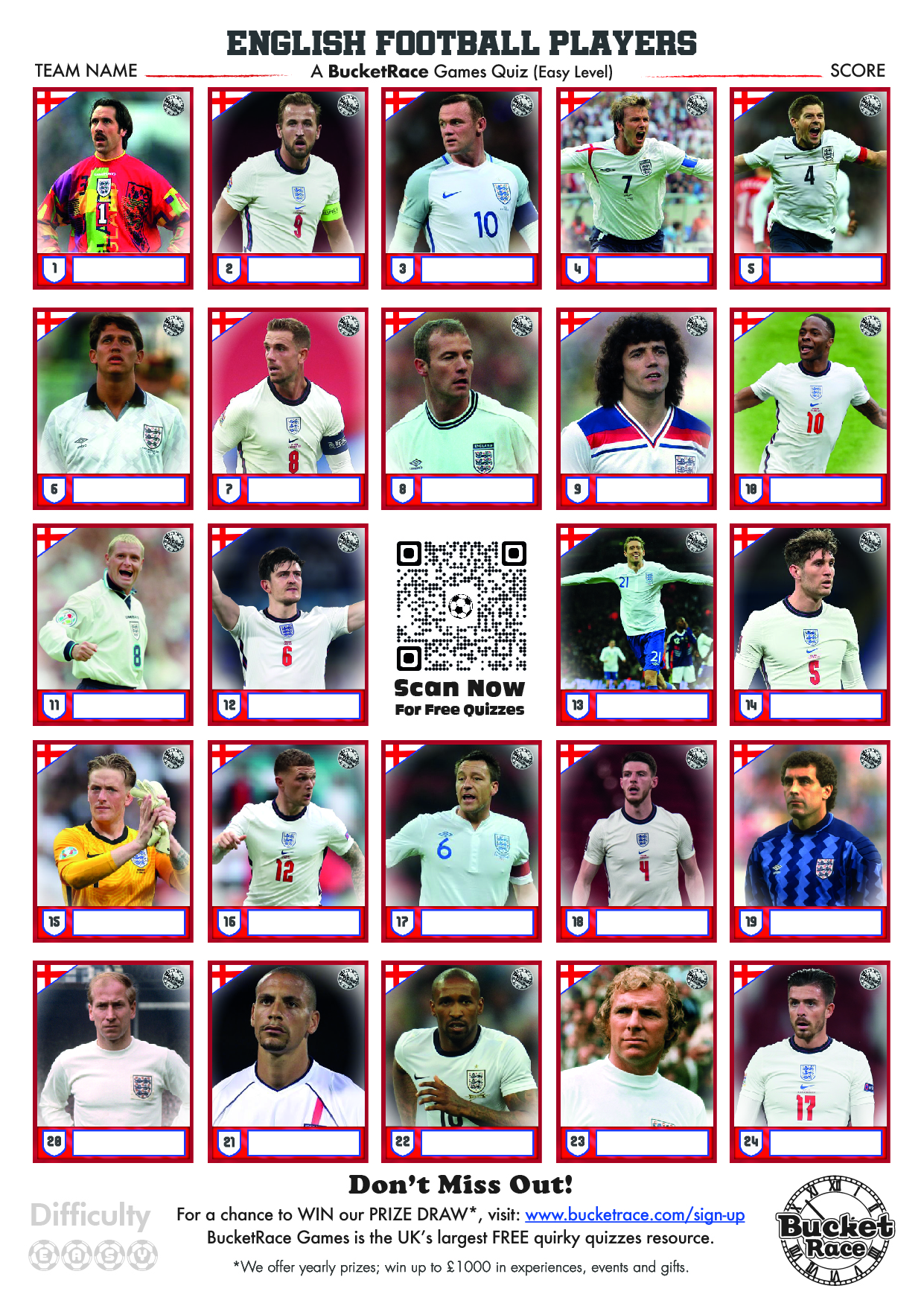 England Football Quiz Easy