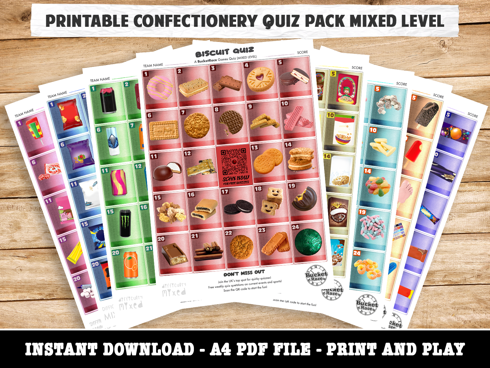 Mixed Printable Confectionery Picture Quiz Pack (Mixed Difficulty Level)