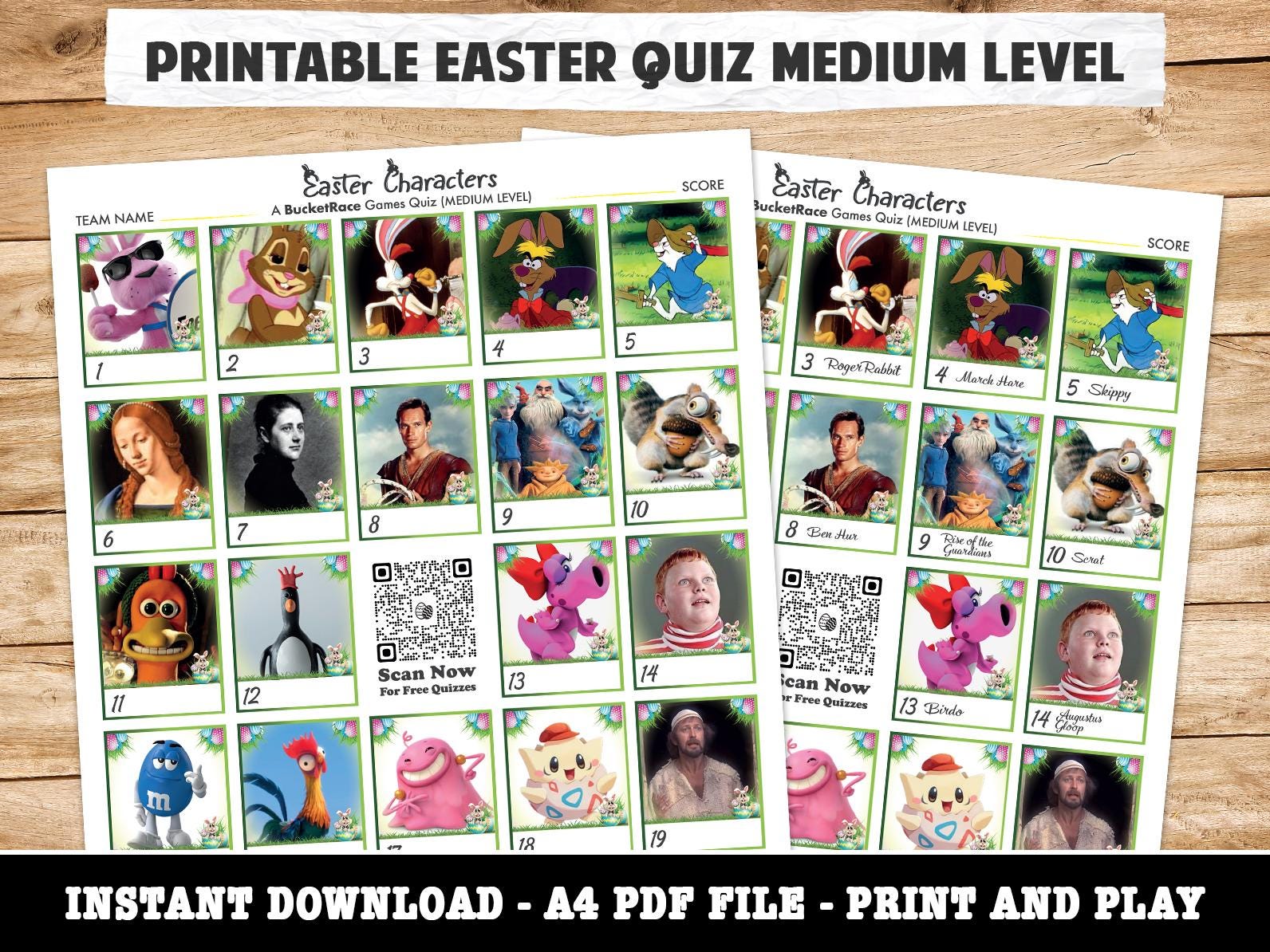 Printable Easter Character Picture Quiz Medium Level