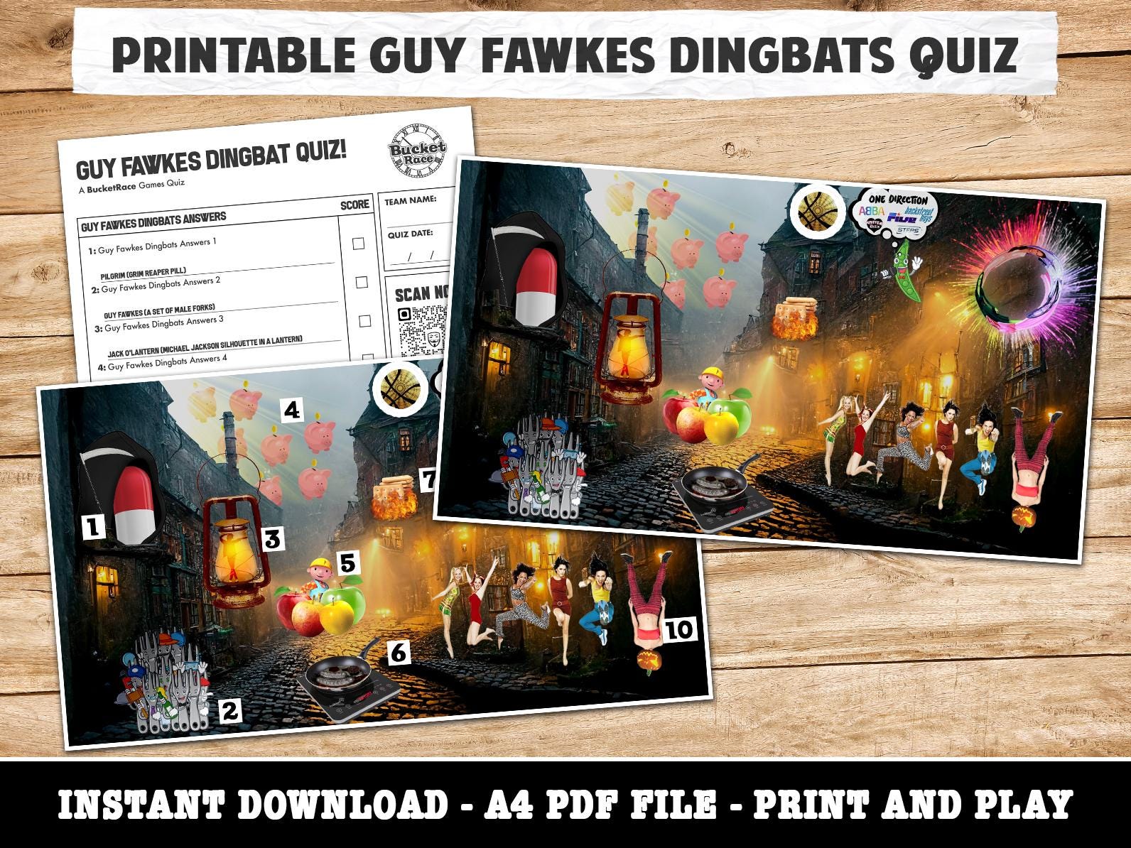 Printable Guy Fawkes Dingbats Quiz