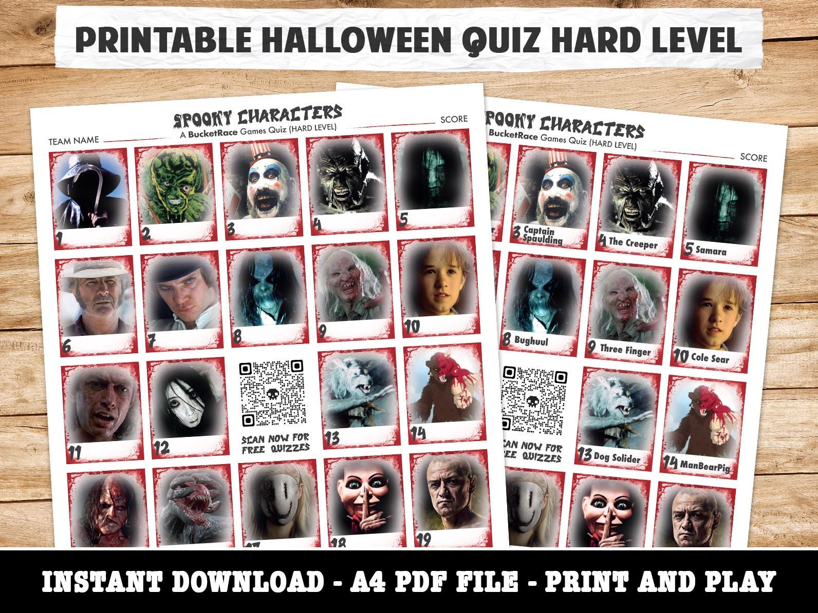Printable Halloween Spooky Character Picture Quiz Hard Level