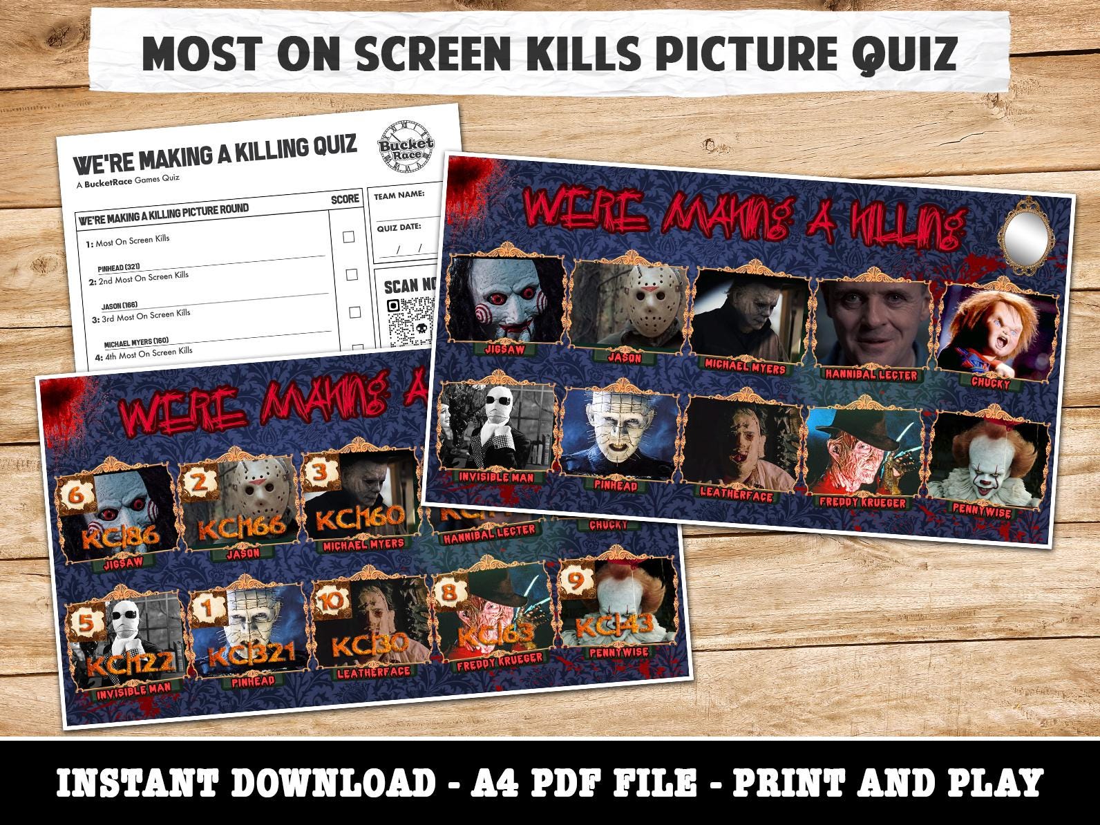 We're Making A Killing Horror Picture Quiz (Powerpoint and Printable)